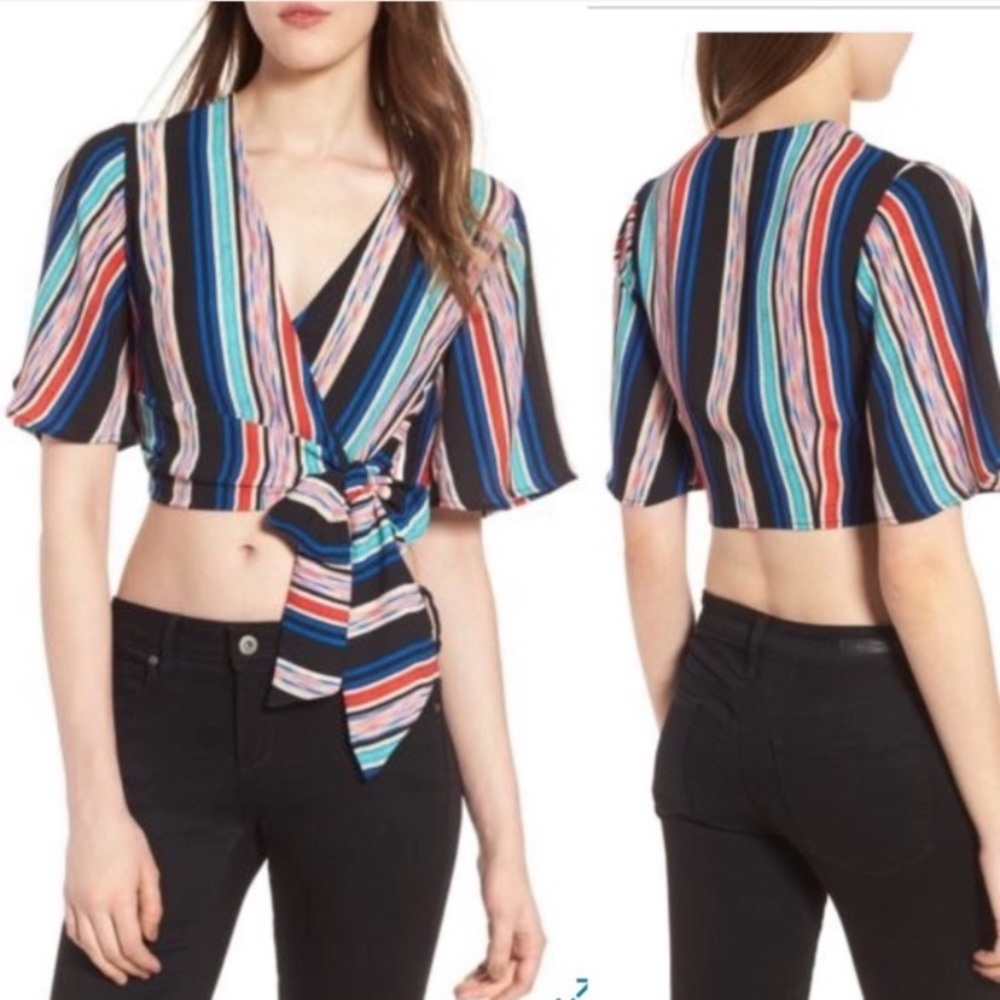 Crop top Lush M stripe wrap crop top size M